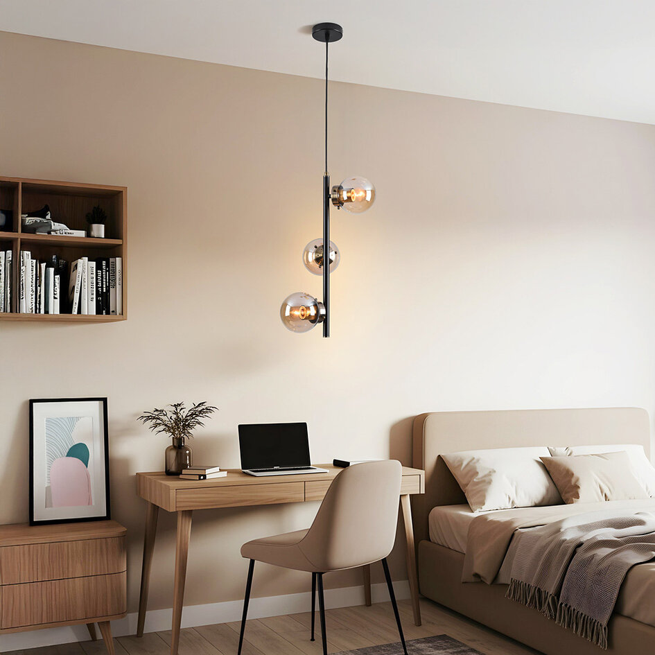 Design czarna lampa wisząca 3 światła - Lori