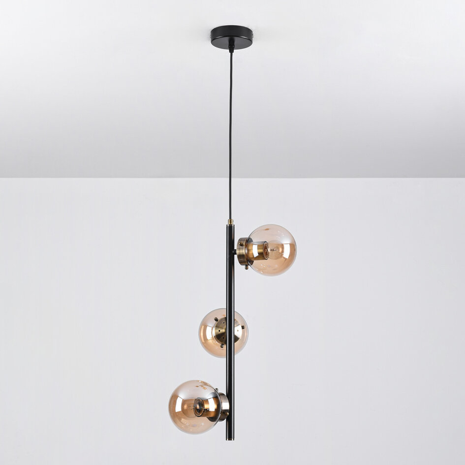 Design czarna lampa wisząca 3 światła - Lori