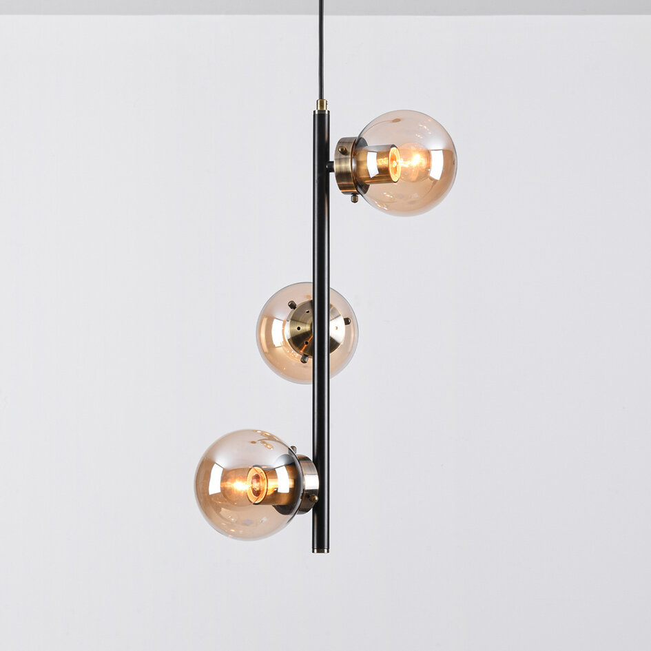 Design czarna lampa wisząca 3 światła - Lori