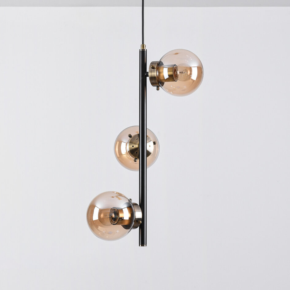 Design czarna lampa wisząca 3 światła - Lori