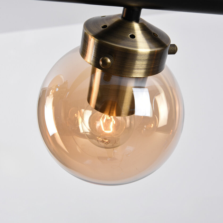 Nowoczesna lampa wisząca 4 światła ze szkłem bursztynowym - Saba