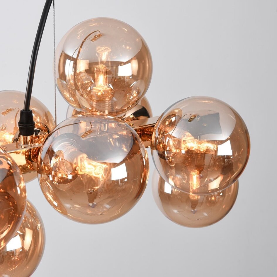 Luksusowa lampa wisząca 16-światło szkło bursztynowe - Sunita