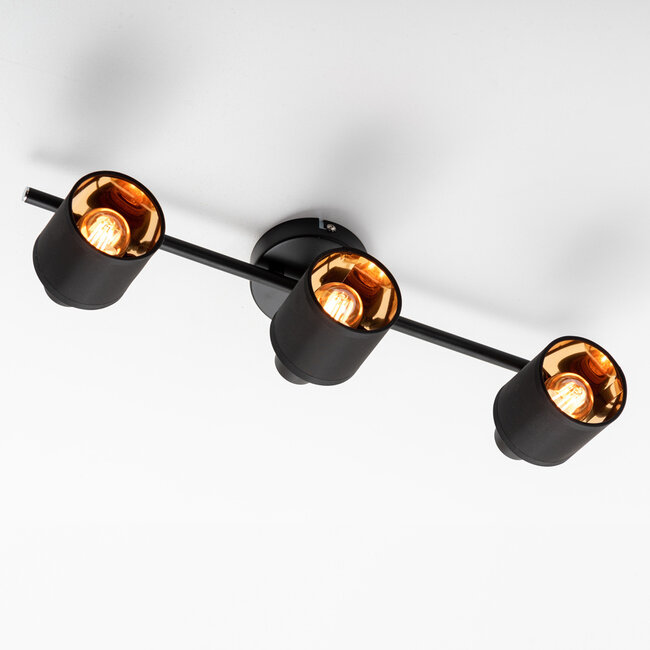 Czarna lampa sufitowa z 3 reflektorami - Finley