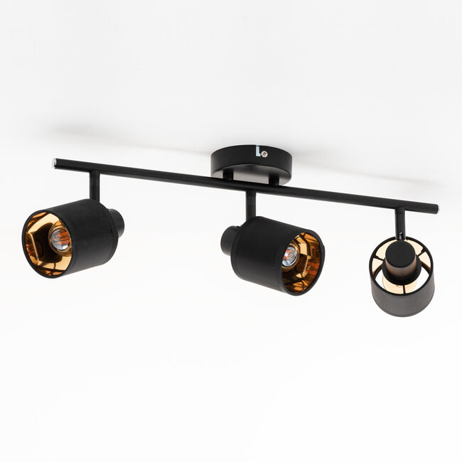 Czarna lampa sufitowa z 3 reflektorami - Finley