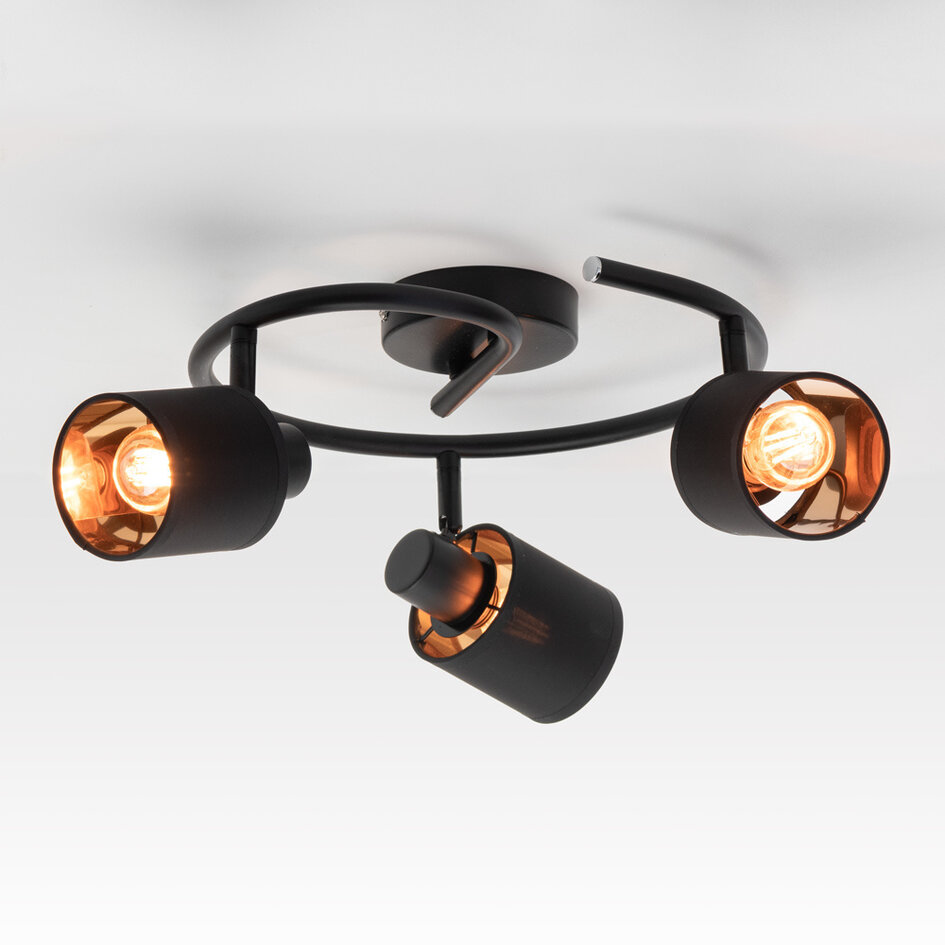 Nowoczesna lampa sufitowa z 3 światłami i materiałowym kloszem - Flynn