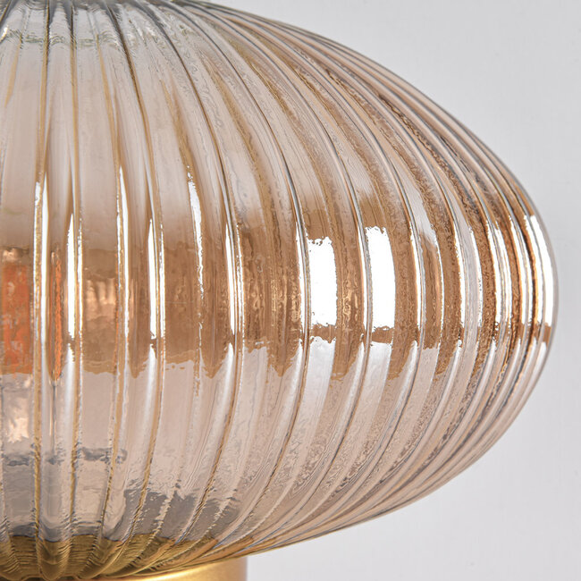 Retro lampa stołowa ze szkłem bursztynowym - Indah