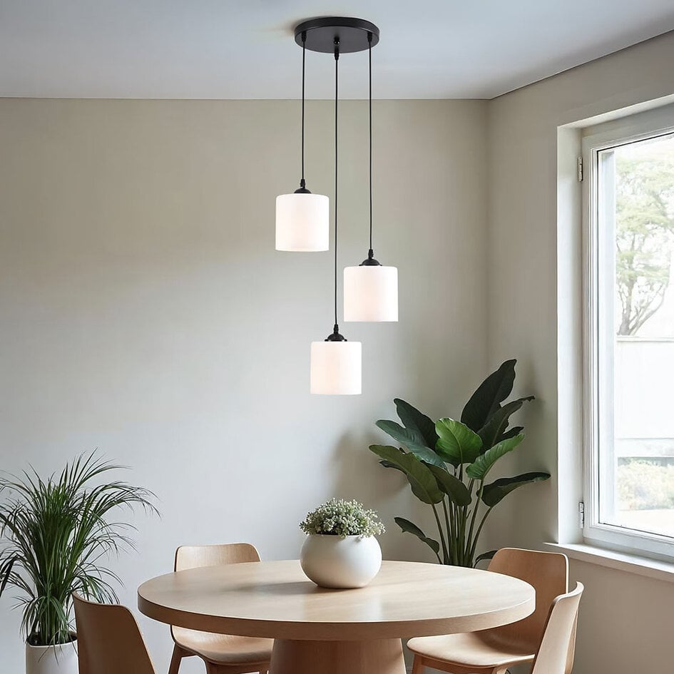 Lampa wisząca Kezia – 3-punktowa, mlecznobiałe szkło