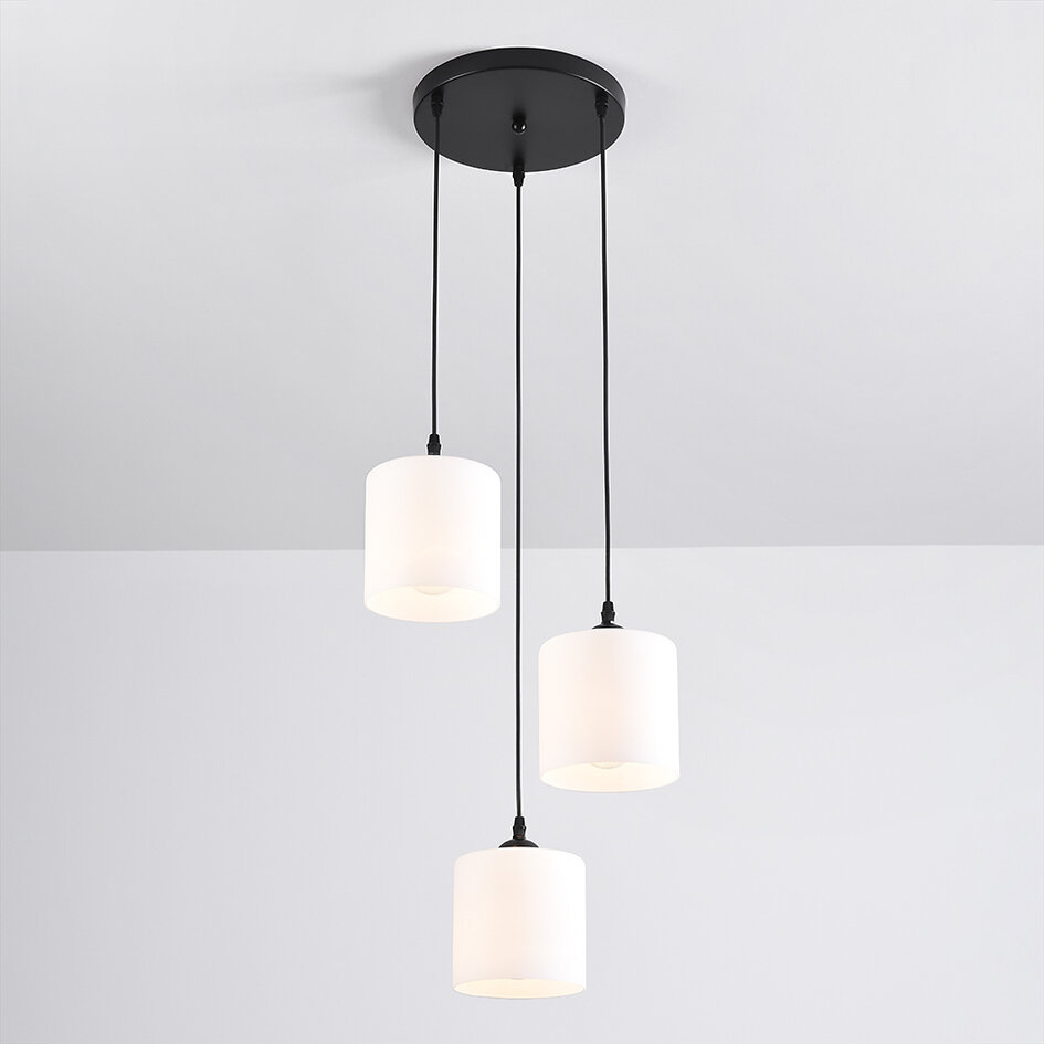 Lampa wisząca 3 światła z mlecznobiałym szkłem - Kezia