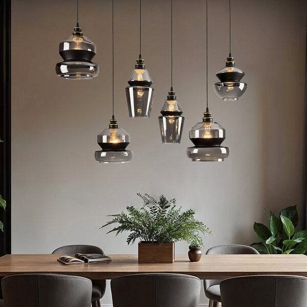 Lampa wisząca ze szkłem przydymionym 6 światła - Bellano