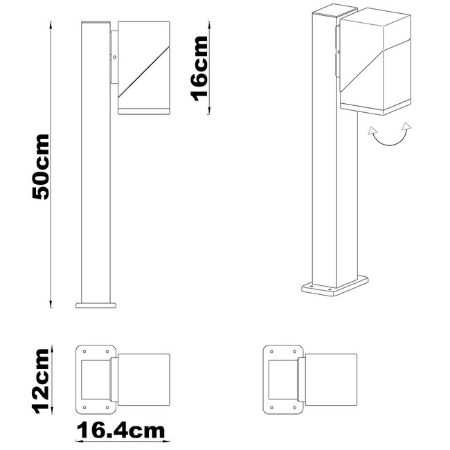 Lampa podłogowa zewnętrzna Elpida z uchylnym reflektorem - antracytowa