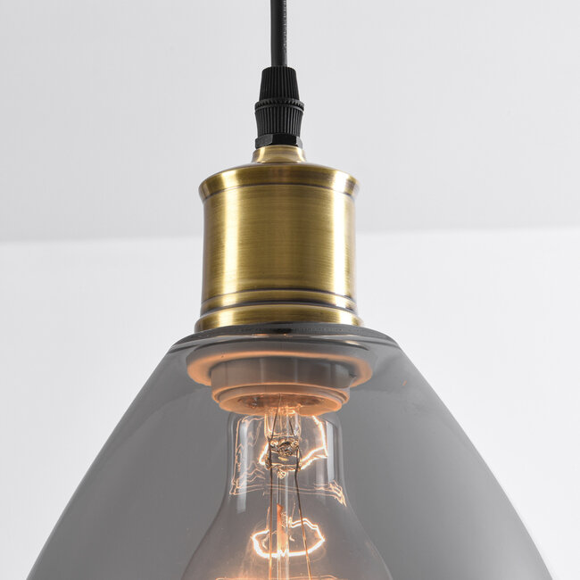 1 światło lampa wisząca Verona przydymiona - gładkie szkło w kształcie kropli