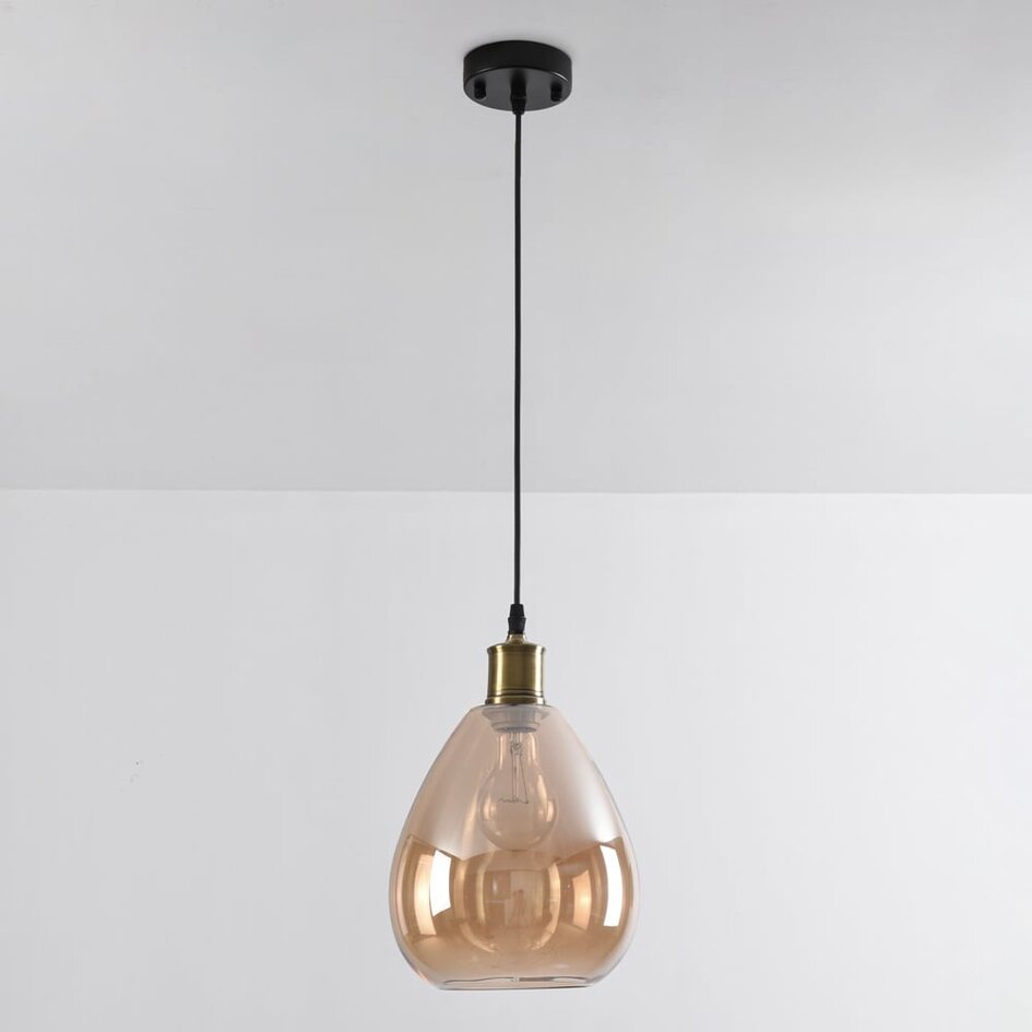 1-światło lampa wisząca Verona bursztynowa - kształt kropli, gładkie szkło
