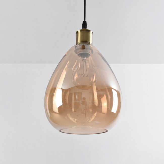 1-światło lampa wisząca Verona bursztynowa - kształt kropli, gładkie szkło