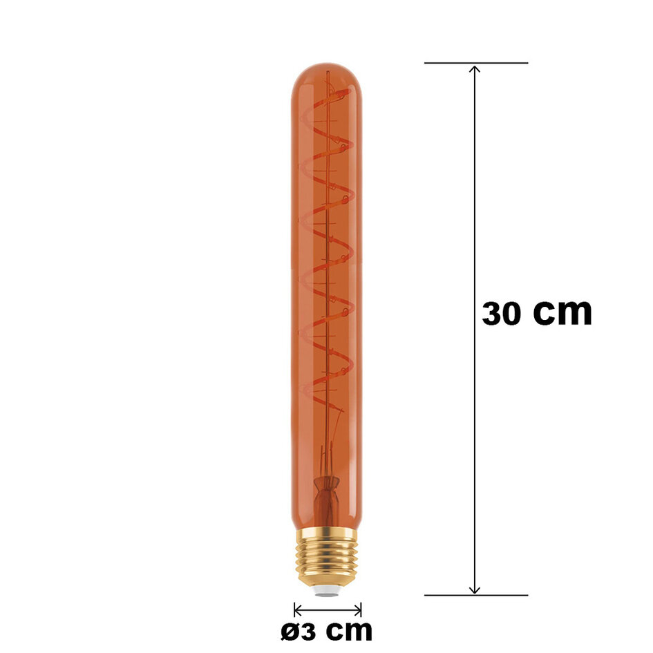 E27 ściemnialna podłużna żarówka miedziana ze spiralą 30 cm, 4W, 1600K