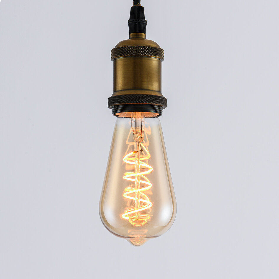 4W lampa filamentowa z pionową spiralą, 1800K, szkło bursztynowe, Ø60 - ściemnialne