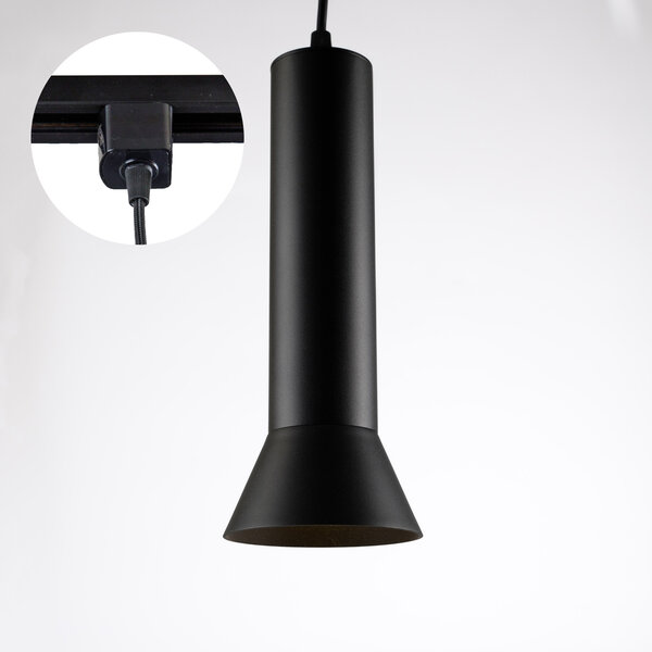 1-fazowa lampa wisząca na szynie Lenn – czarna
