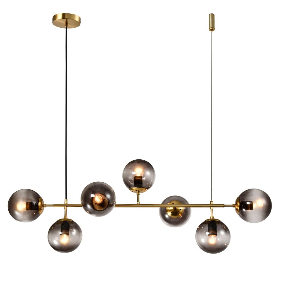 Druga szansa: Designerska lampa wisząca Hepta, złota rama ze szkłem dymionym