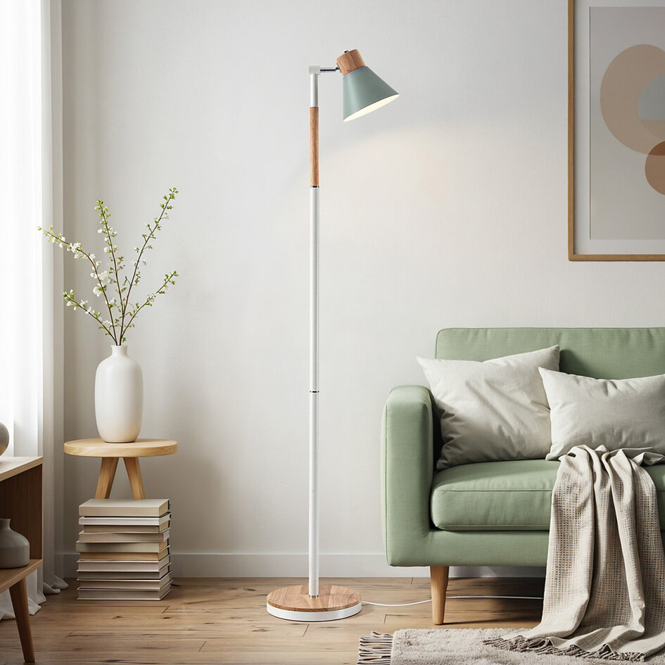 Lampa podłogowa z drewnem - Elsie