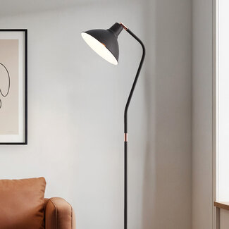 Lampa podłogowa czarna z uchylnym kloszem - Freddie