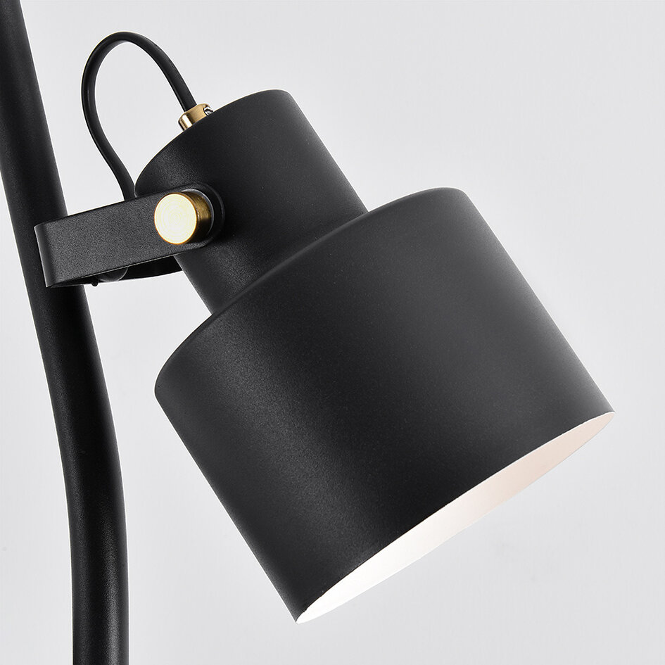 2 światła lampa stojąca z uchylnymi reflektorami czarna - William