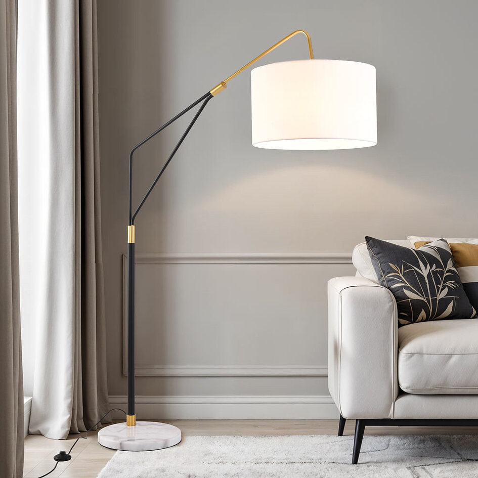 Design lampa podłogowa z marmurem i złotymi detalami - Monica