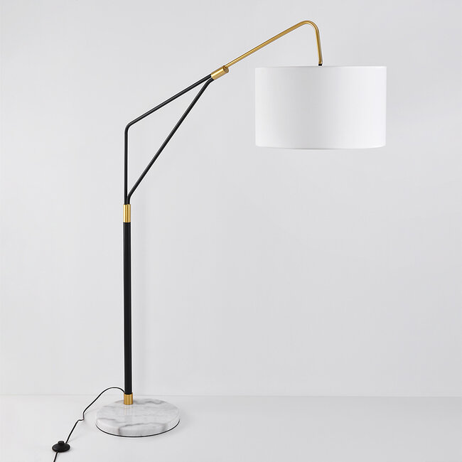 Design lampa podłogowa z marmurem i złotymi detalami - Monica