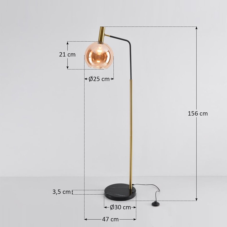 Lampa podłogowa ze szklaną kulą - Singh