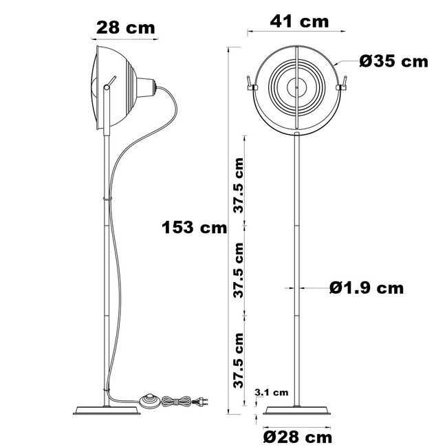 Lampa stojąca z uchylnym kloszem Lazos - niebieska