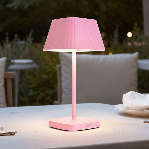 Różowa lampa stołowa akumulatorowa ściemnialna – z regulacją jasności