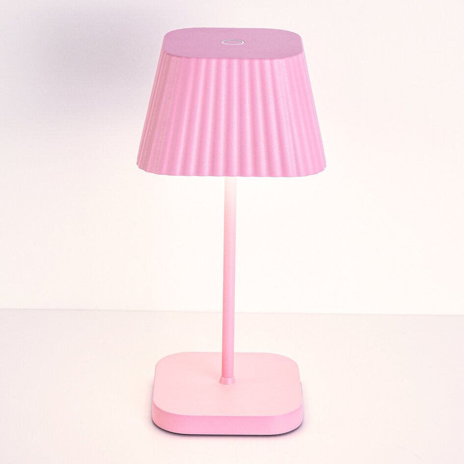 Różowa lampa stołowa akumulatorowa Tessa – ściemnialna