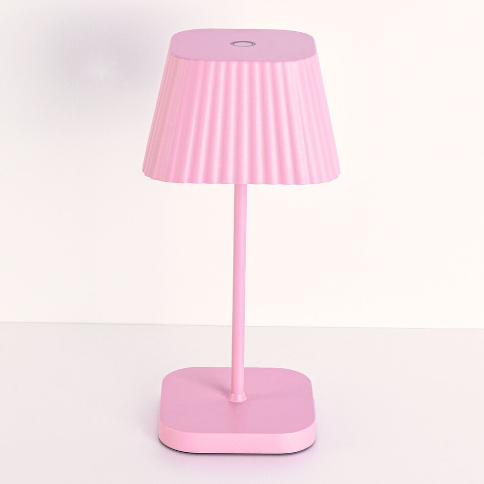 Różowa lampa stołowa akumulatorowa Tessa – ściemnialna