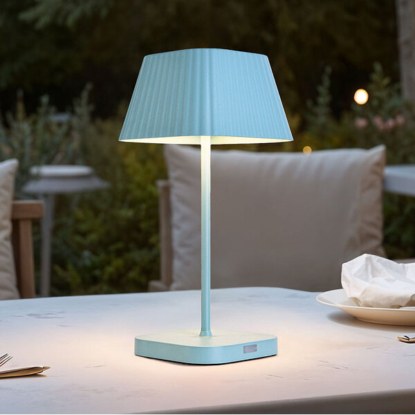 Akumulatorowa niebieska lampa stołowa Mike - ściemnialne