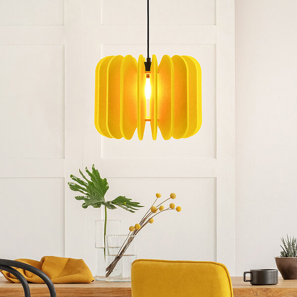 Lampa wisząca z filcu PET, żółta - Benthe