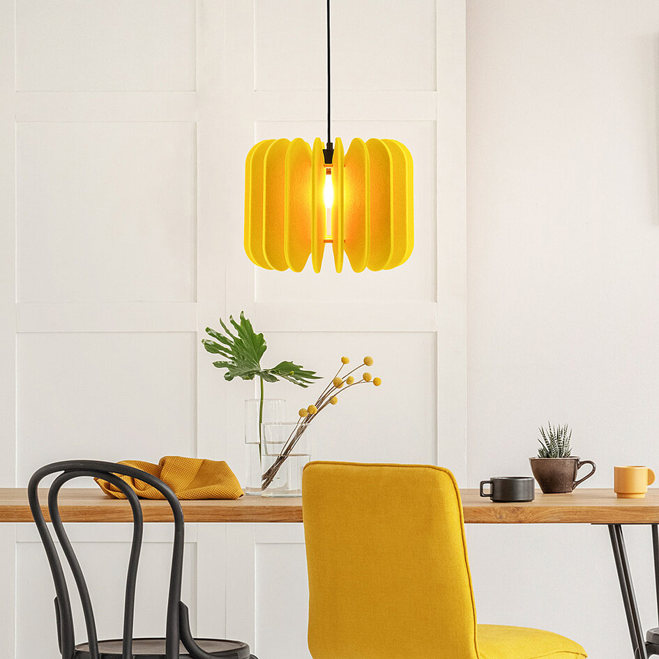 Lampa wisząca z filcu PET, żółta - Benthe