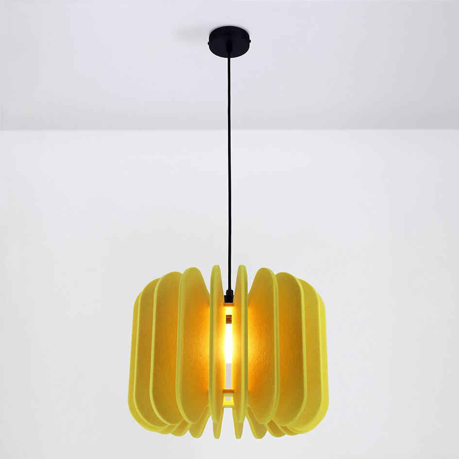 Lampa wisząca z filcu PET, żółta - Benthe