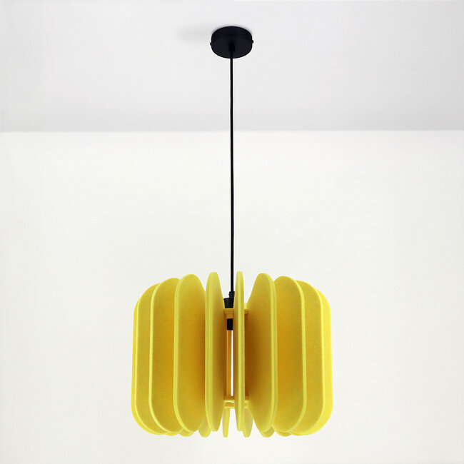 Lampa wisząca z filcu PET, żółta - Benthe