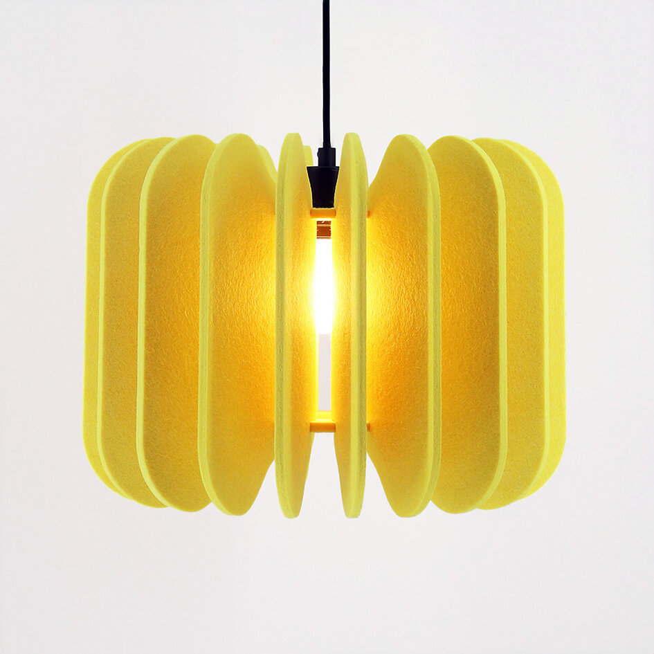 Lampa wisząca z filcu PET, żółta - Benthe