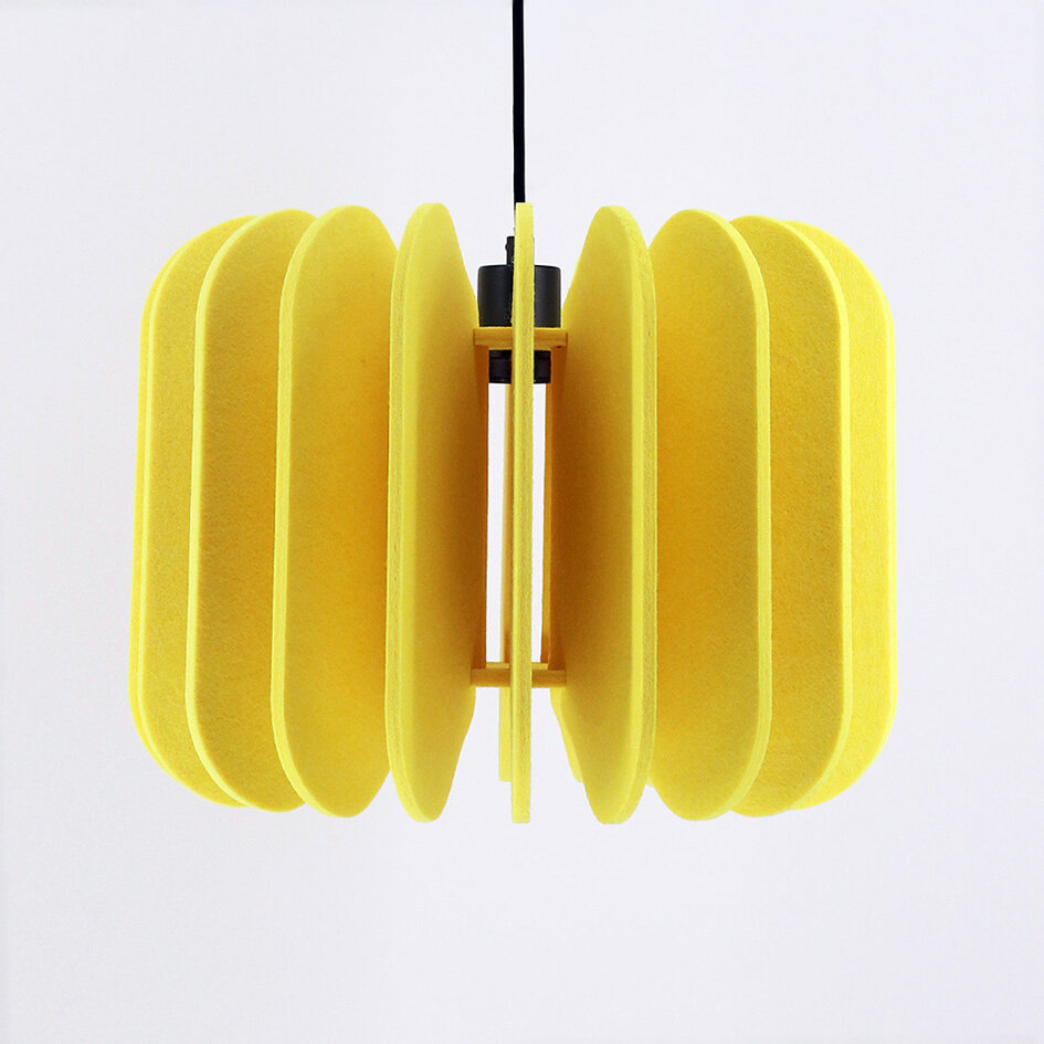Lampa wisząca z filcu PET, żółta - Benthe