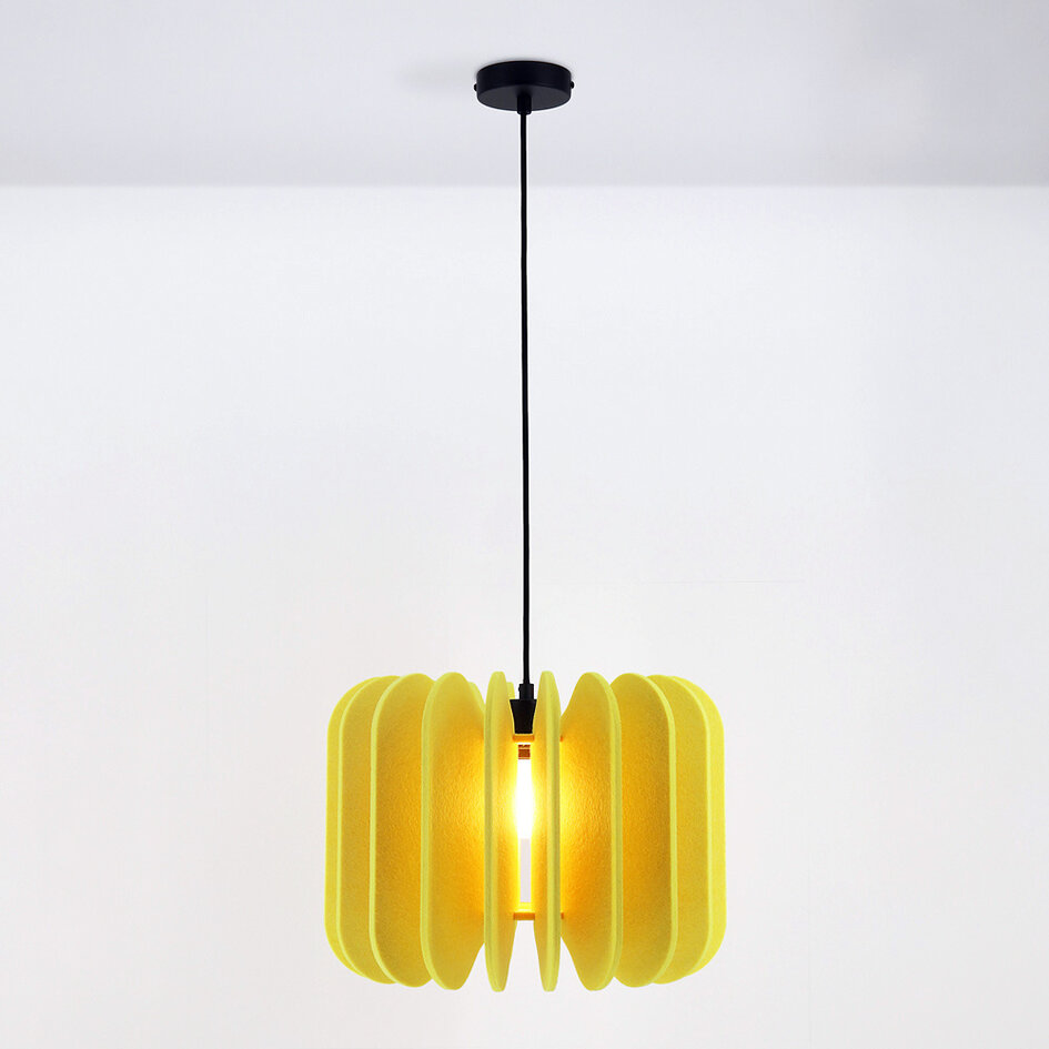 Lampa wisząca z filcu PET, żółta - Benthe
