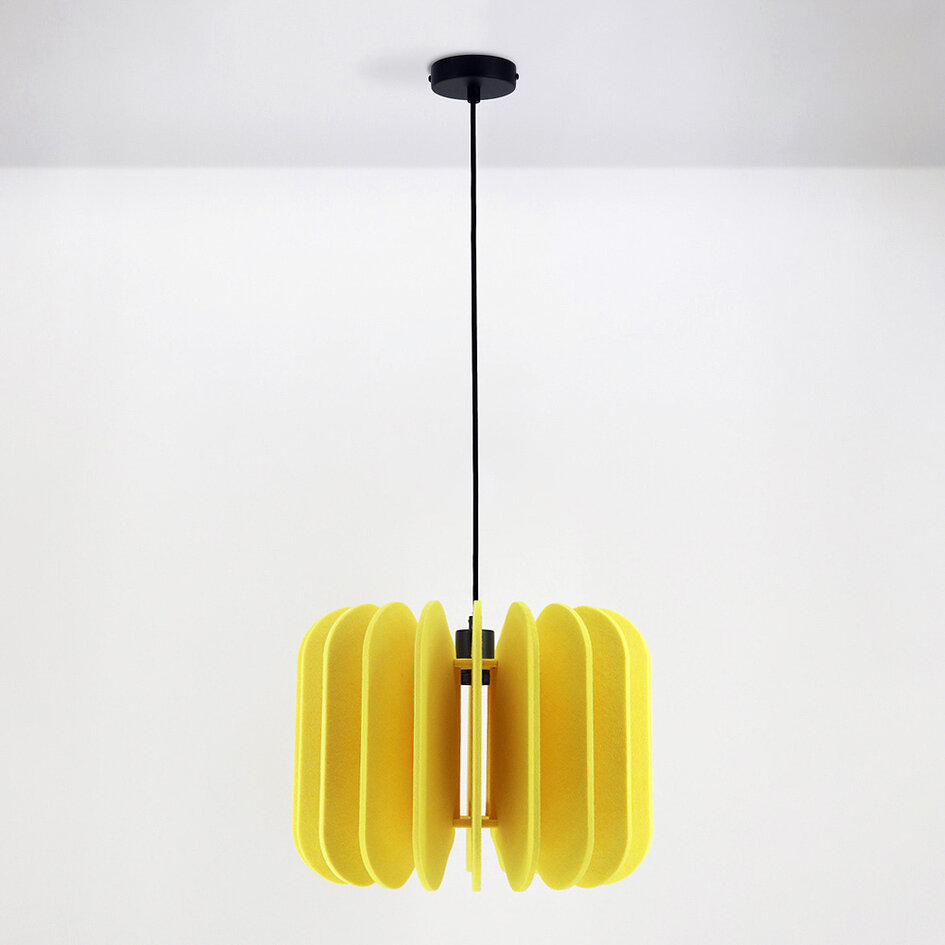 Lampa wisząca z filcu PET, żółta - Benthe