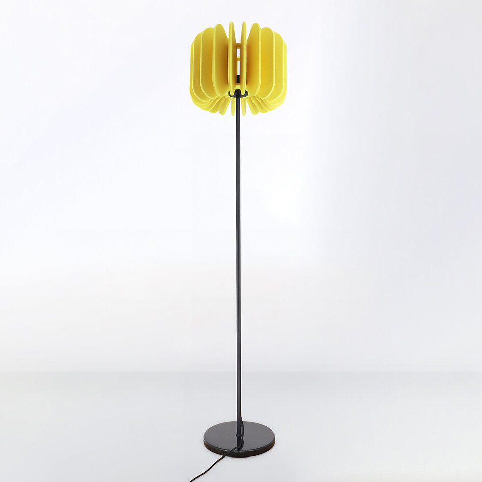 Lampa podłogowa z filcu PET, żółta - Lenthe