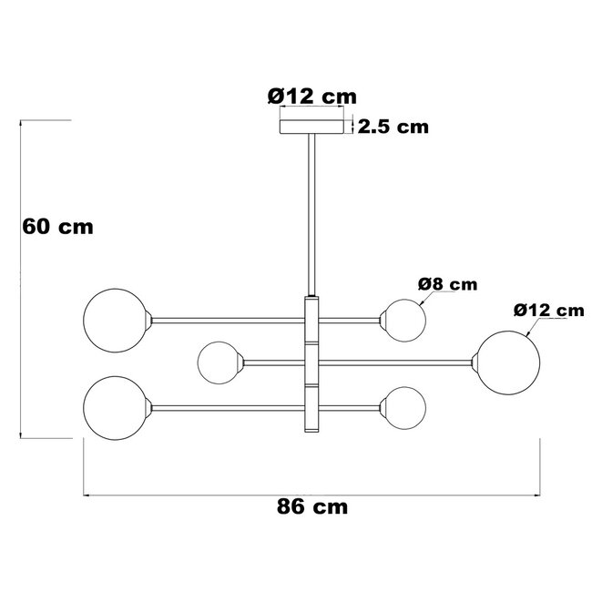 Design lampa sufitowa złota z mlecznobiałym szkłem, 6 światła - Sest