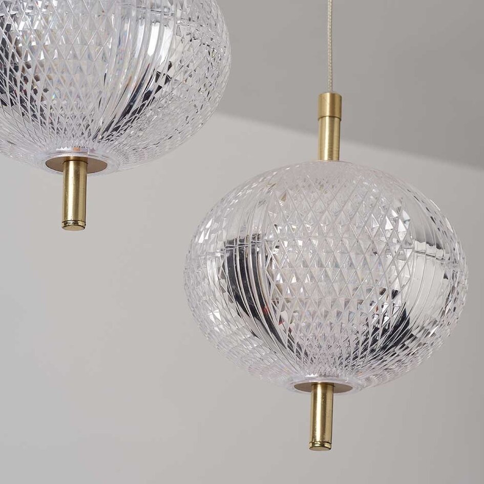 Współczesna lampa wisząca z 3-stopniowo ściemnialnymi diodami LED i złotymi detalami - Hopea