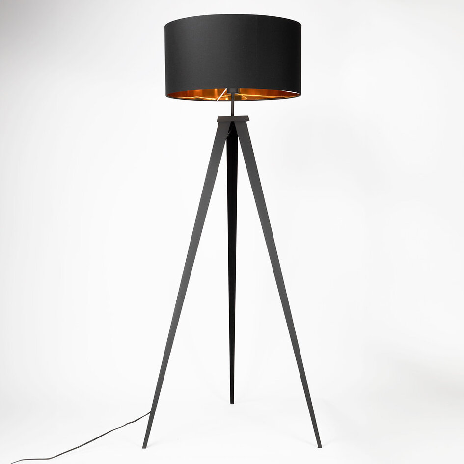 Lampa podłogowa typu tripod z materiałowym kloszem - Tessuto