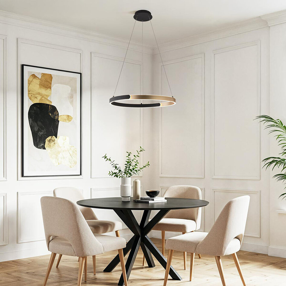 Złota okrągła lampa wisząca design Ivana - 3-stopniowo ściemnialne