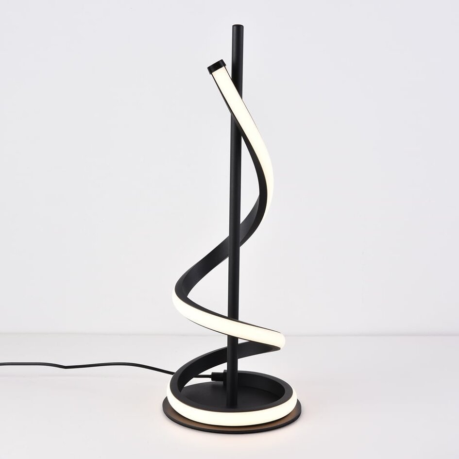 Nowoczesna skręcona lampa stołowa Caz – czarna