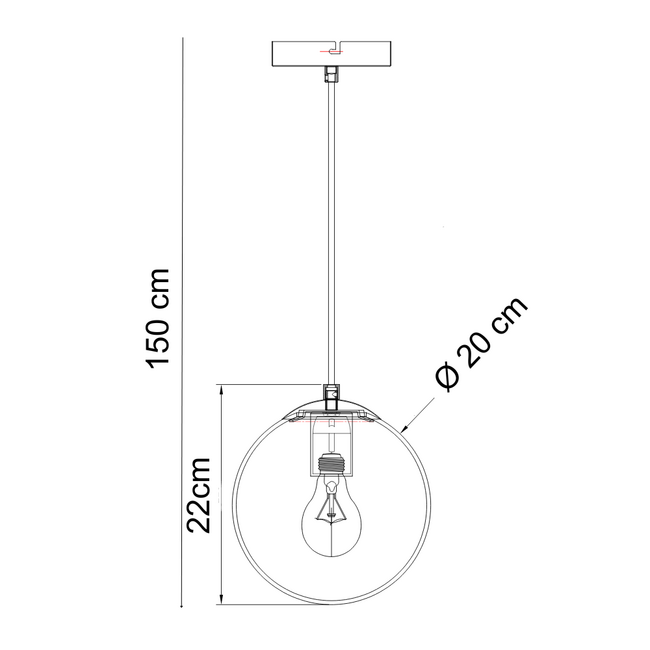 Lampa wisząca ze szkłem bursztynowym, 1 światło - Maja