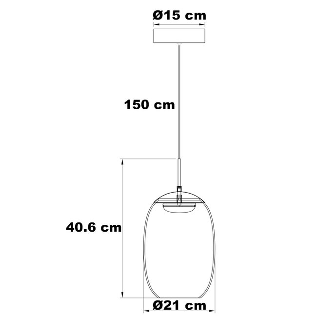 Lampa wisząca Novi z 3-stopniowym ściemnianiem i szkłem bursztynowym