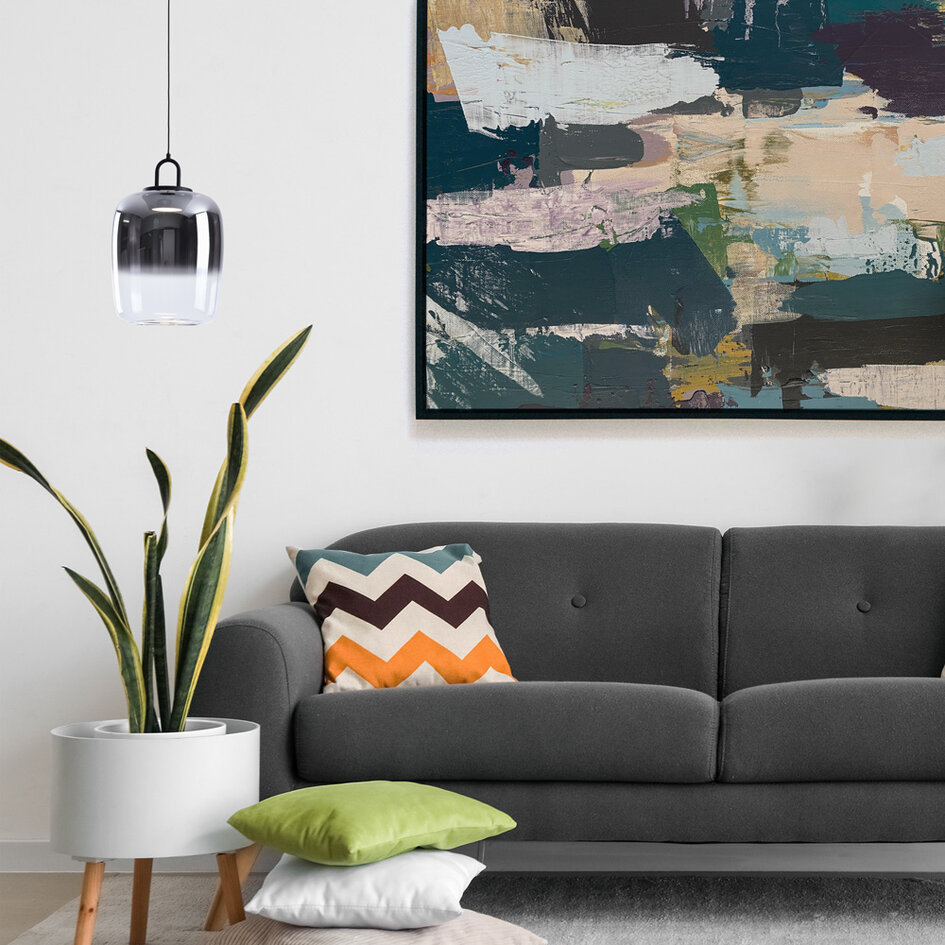 Lampa wisząca ze szkła dymionego z gradientem i 3-stopniowo ściemnialnymi diodami LED - Melody