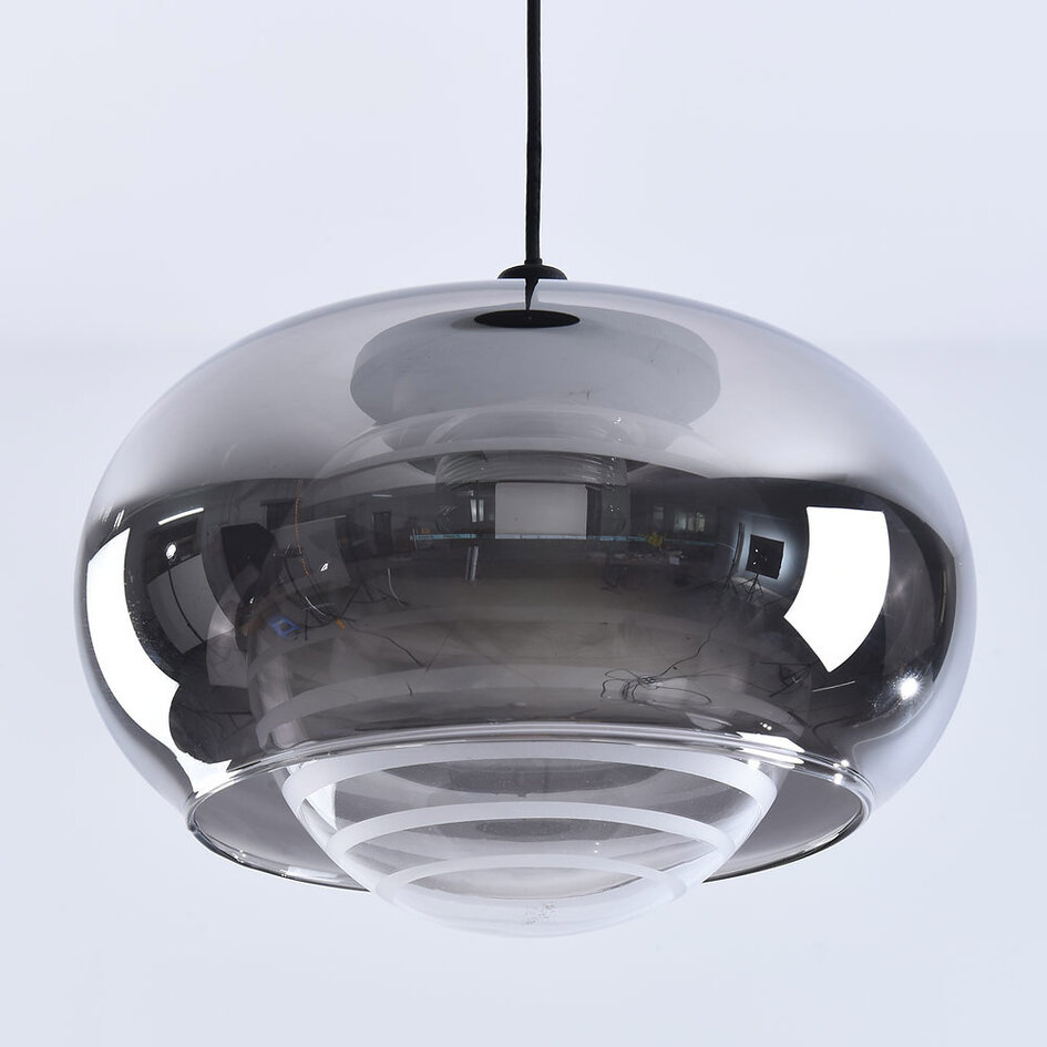 Lampa wisząca Amani ze szkła dymionego z 3-stopniowym ściemniaczem